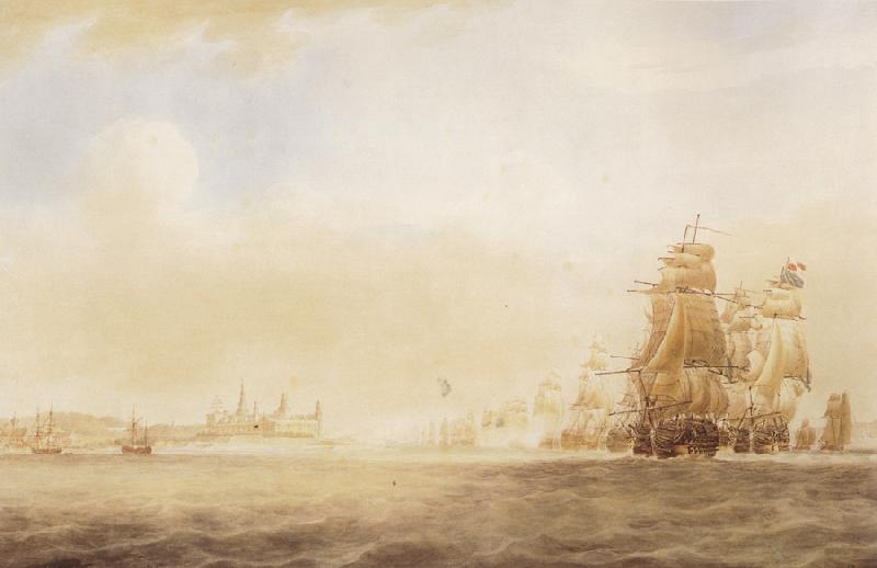 Nicholas Pocock The British Fleet Sweden oil painting art